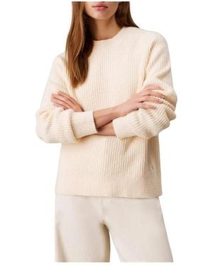Calvin Klein Boucle-Rippstrickpullover Moderner Stil - Natur