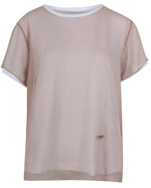 N°21 Tops ,Roze ,T-Shirt Met Korte Mouwen En Gelaagd Design - Grijs
