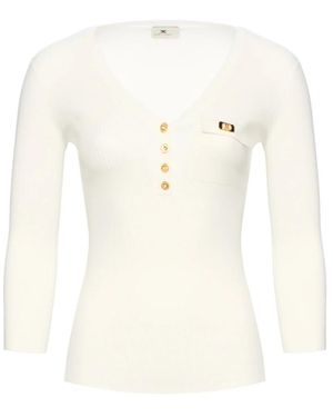 Elisabetta Franchi V-Neck Knitwear - Bianco