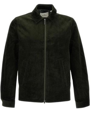 Les Deux Jassen ,Groen ,Katoen Corduroy Zipper Coach Jacket - Zwart