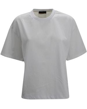 Herno Tops ,Wit ,Katoen T-Shirt Met Trekkoordzoom - Grijs