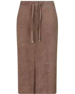 Max Mara Rokken ,Bruin ,Leer Gazza Midi-Rok