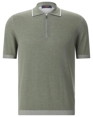Moorer Polo Met Halve Rits - Groen