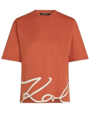 KARL LAGERFELD Signature-Hem T-Shirt - Oranje