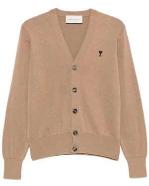 Ami Paris Truien & Vesten ,Wol Cardigan Ami De Coeur - Naturel