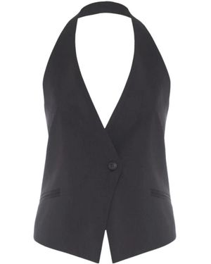 Soallure Tops ,Zwart ,Leer Gilet Sartoriale - Blauw