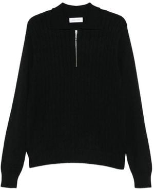 Ernest W. Baker Schwarzer Zopfmuster Reißverschluss Pullover