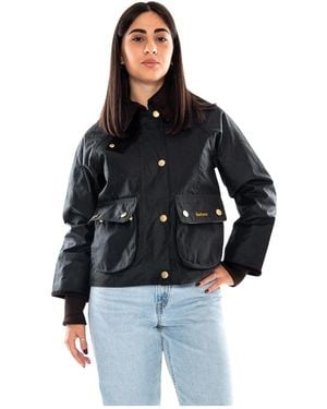 Barbour Cropped Beadnell Wax Jacket - Zwart
