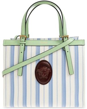 Versace Rivière Printed Canvas Tote - Blauw