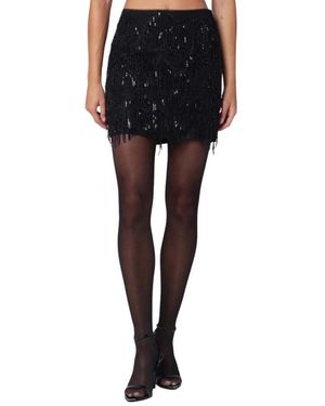ROTATE BIRGER CHRISTENSEN Mini Skirt With Beaded Fringes - Black