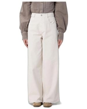 Brunello Cucinelli Weite Baumwoll-Denim-Jeans - Weiß