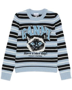 Ganni Round-Neck Knitwear - Azul