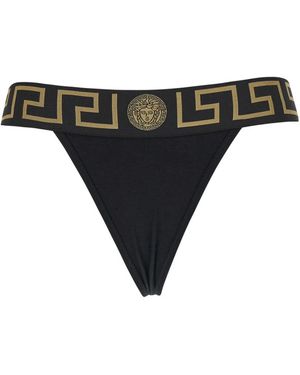 Versace Ondergoed ,Zwart ,Katoen Greca Border High-Waist Briefs
