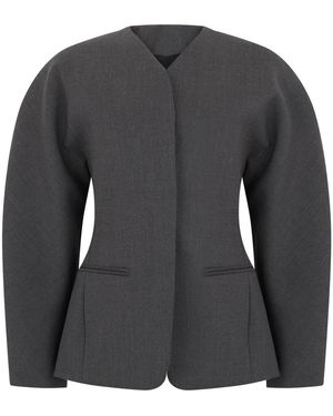 Jacquemus Truien & Vesten ,Grijs ,Katoen One-Button Blazer Oval Dress - Zwart