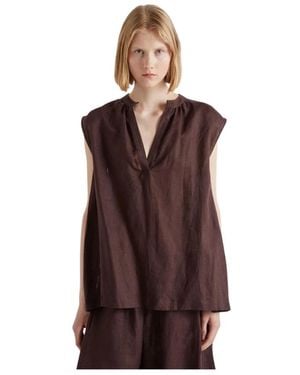 MEIMEIJ Sleeveless Tops - Brown
