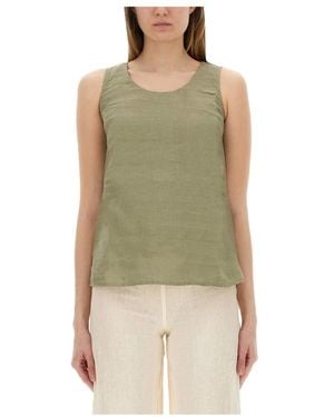 120% Lino Sleeveless Tops - Vert