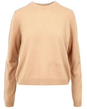 N°21 Einfarbiger Pullover mit Langen Ärmeln - Natur