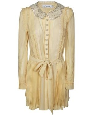 Self-Portrait Shirt Jurken - Naturel