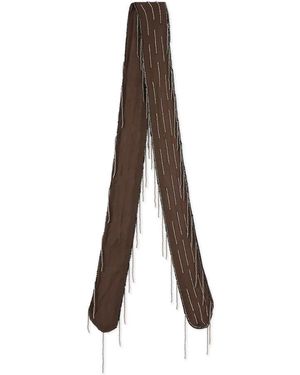 Oltre Accessoires ,Bruin ,Polyester Lange Sjaal Met Kralen Franjes