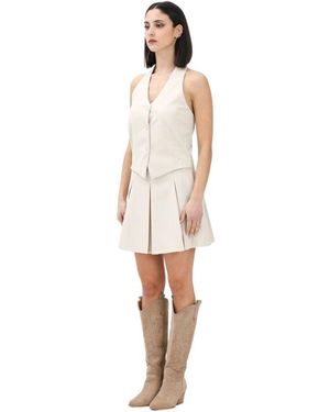 hinnominate Beiges Kurzes Kleid Mit Strukturiertem Design - Weiß