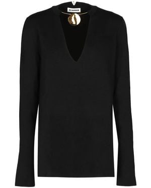 Jil Sander V-Neck Knitwear - Black