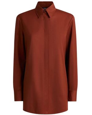 Kiton Overhemden ,Bruin ,Wol Zuiver Wollen Overhemd Voor Elegante Stijl