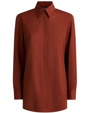 Kiton Overhemden ,Bruin ,Wol Zuiver Wollen Overhemd Voor Elegante Stijl