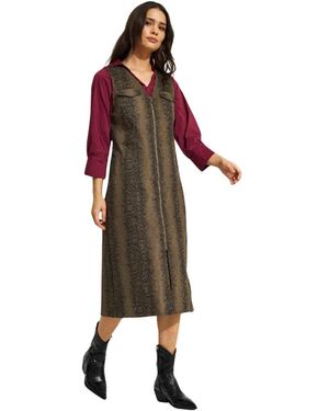 iN FRONT Kleedjes ,Bruin ,Katoen Mary Jane Dress - Rood