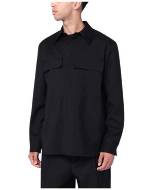 Jil Sander Schwarzes Woll Baumwollhemd