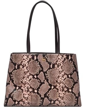 Tory Burch Tassen ,Veelkleurig ,Leer Britten Snake Tote - Roze