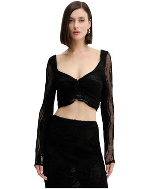 Charo Ruiz Overhemden ,Zwart ,Katoen Kant Blouse