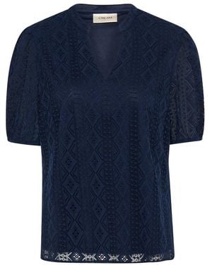 Cream Blouses - Blue