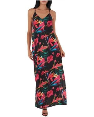 Yes-Zee Langes Kleid Mit Blumenmuster - Rot