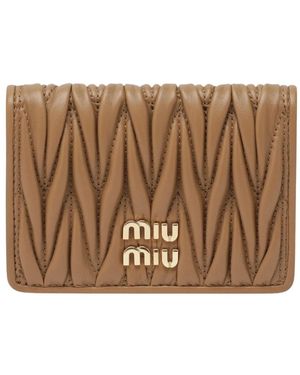 Miu Miu Matelassé Nappa Leren Kaarthouder - Bruin