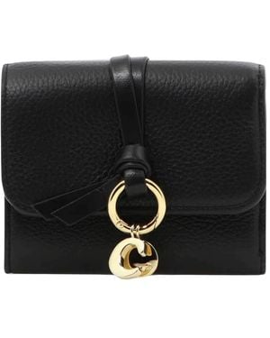 Chloé Accessoires ,Zwart ,Leer Alphabet Tri-Fold Portemonnee