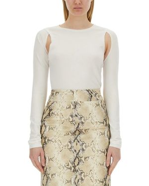 Helmut Lang Tops ,Wit ,Katoen Cut-Out Katoenen Trui - Naturel