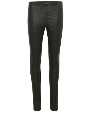 Karen By Simonsen Schwarze Lederhose Meteorit Stil - Grau