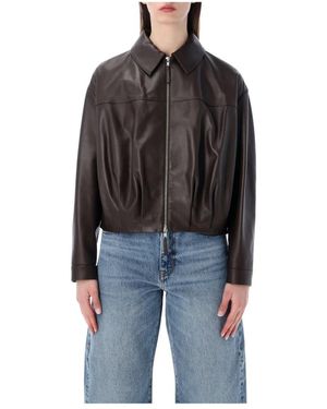 S.w.o.r.d 6.6.44 W.O.R.D 6.6.44, ,Jassen ,Bruin ,Leer Cropped Nappa Leren Bomberjack - Zwart