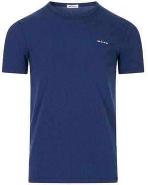 Kiton Tops ,Blauw ,Katoen T-Shirt Met Geborduurd Logo