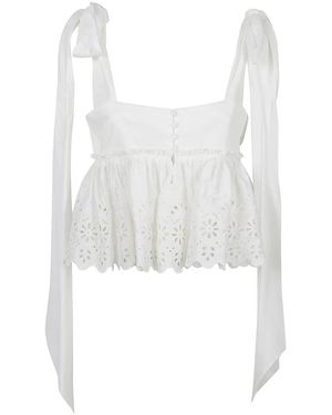 Chloé Tops ,Wit ,Katoen Cropped Top Met Geknoopte Bandjes