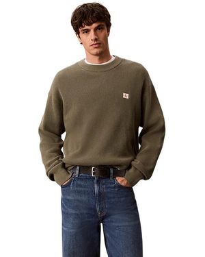 Calvin Klein Baumwoll-Waffelstrick-Pullover - Braun