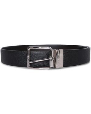 Canali Schwarzer Gürtel Aus Genarbtem Leder