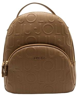 Liu Jo Mittlerer Rucksack Mit Geprägten Logos - Braun
