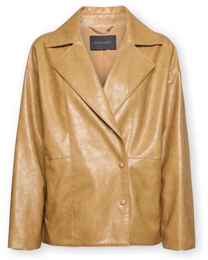 Elena Miro Jassen ,Geel ,Polyester Jas Met Used-Effect - Naturel