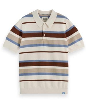 Scotch & Soda Tops ,Veelkleurig ,Katoen Gestreept Gebreid Poloshirt - Meerkleurig