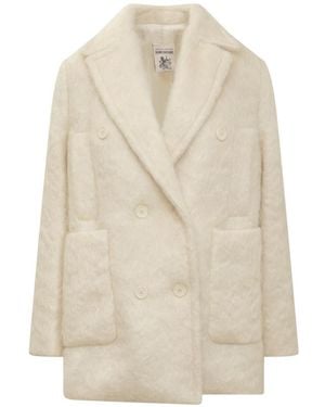 Semicouture Double-Breasted Coats - Natural