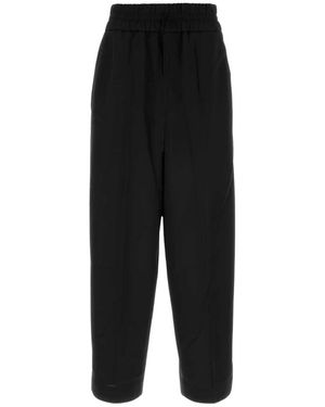 Ami Paris Broek Met Elastische Tailleband Van Wol - Zwart
