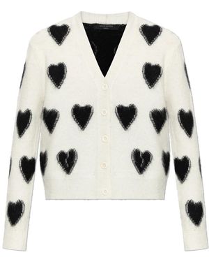 AllSaints Truien & Vesten ,Wit ,Wol Scatter Heart Cardigan - Naturel