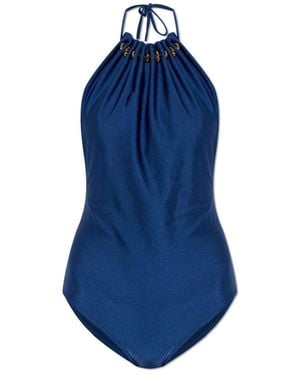 Zimmermann Badmode ,Blauw ,Aster Geplooide One-Piece Met Kralen