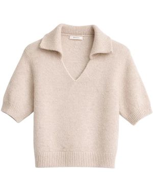 Opal Studio Truien & Vesten ,Mana Polo Short Sleeve - Naturel